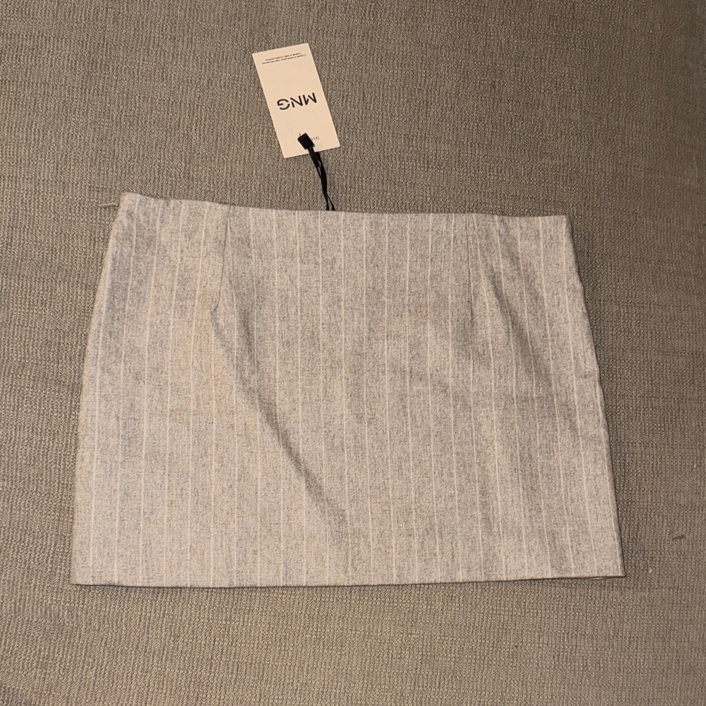 Mango Light Gray Pinstripe Mini Skirt